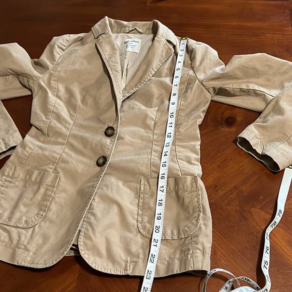 Old Navy Tan Lined Fitted Blazer Jacket Woman Size XS Preppy - Picture 12 of 12